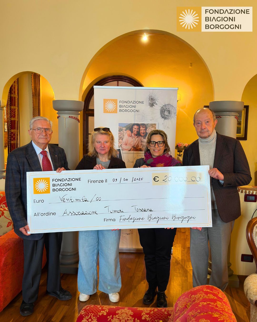 La Fondazione Biagioni Borgogni dona 20.000 euro all’Associazione Tumori Toscana per il progetto “H24”
